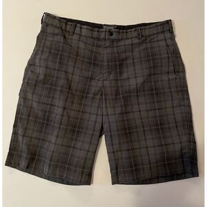 Nike Golf Tour Performance Dri-FIT Plaid‎ Shorts Mens 38 Grey Black Checkered